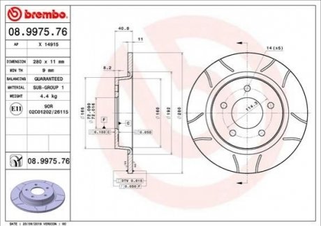 08.9975.76 Brembo Гальмівний диск