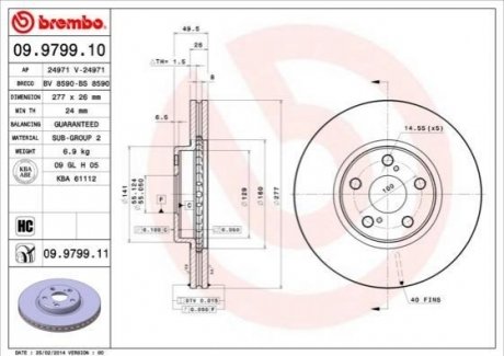 09.9799.11 Brembo Гальмівний диск