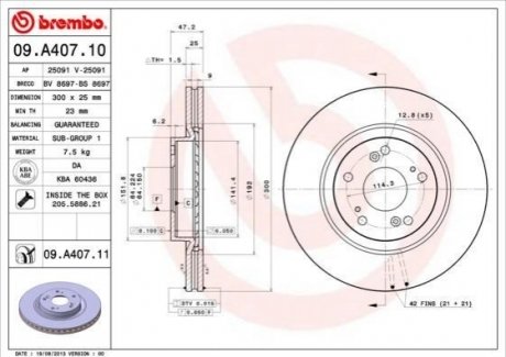 09.A407.11 Brembo Гальмівний диск