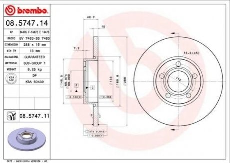 08.5747.11 Brembo Гальмівний диск