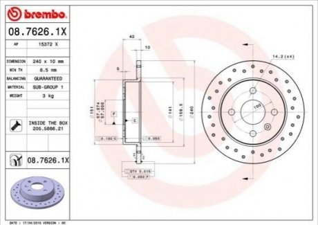 08.7626.1X Brembo Гальмівний диск