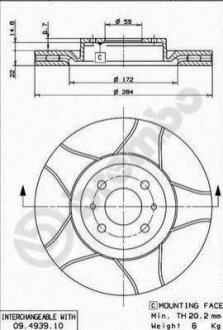 09.4939.75 Brembo Гальмівний диск