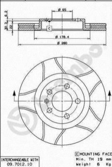 09.7012.75 Brembo Гальмівний диск