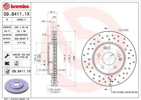 09.8411.1X Brembo Гальмівний диск