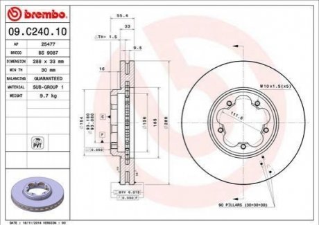 09.C240.10 Brembo Гальмівний диск