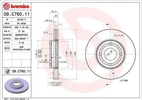 09.C760.11 Brembo Гальмівний диск