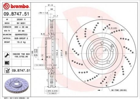 09.B747.51 Brembo Гальмівний диск