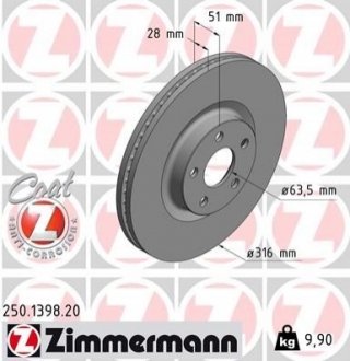 250.1398.20 Otto Zimmermann GmbH Диск гальмівний