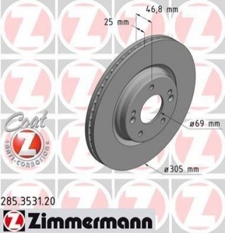 285.3531.20 Otto Zimmermann GmbH Диск тормозной