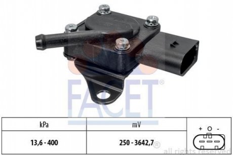 10.3319 Facet  Датчик давления выхлопных газов BMW 1(E87)/3(E90)/5(F10)/X3(E83) 2.0/3.0D 07-13 (10.3319) Facet