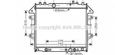 TO2496 AVA Cooling Systems Радіатор охолодження двигуна TOYOTA HI-LUX VII (AN10, AN20) (05-) (Ava)
