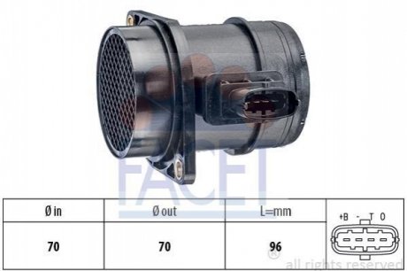 10.1299 Facet  Расходомер воздуха (4 конт.)FIAT DOBLO 1.3D/1.9D 05- (10.1299) FACET