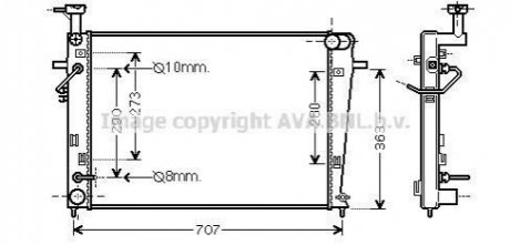 HY2211 AVA Cooling Systems Радіатор охолодження двигуна Hyundai Tucson (JM) (04-) (вир-во AVA)