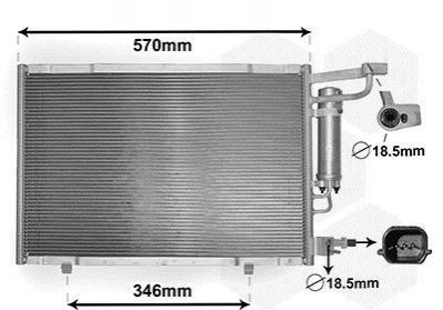 18005615 Van Wezel Радиатор кондиціонера FIESTA VI 1.5 TDCi 02/13+ (вир-во Van Wezel)