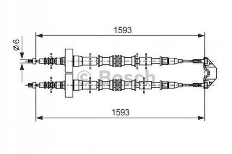 1 987 477 527 Bosch Трос ручного тормоза Opel ASTRA G (1998-2009) задний (пр-во Bosch)