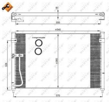 Конденсатор кондиціонера MAZDA 626 97- (вир-во NRF) 35306