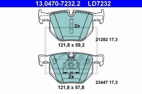 13.0470-7232.2 ATE Колодки гальмівні дискові керамічні, к-кт