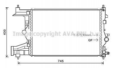 OLA2484 AVA Cooling Systems Радіатор охолодження CHEVROLET CRUZE (2009)/OPEL ASTRA (2010) (вир-во AVA)