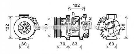 Компресор кондиціонера AURIS/COROLLA 1.6/1.8i 06 (вир-во AVA) TOAK627