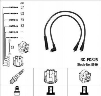 8569 NGK 8569 Комплект ізольованих проводів для свічок запалення RC-FD825