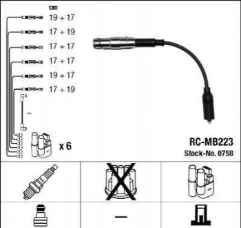 0758 NGK 0758 Комплект ізольованих проводів для свічок запалення RC-MB223
