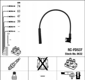0632 NGK 0632 Комплект ізольованих проводів для свічок запалення RC-FD537