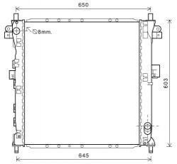 DWA2123 AVA Cooling Systems Радиатор охлаждения двигателя SsangYong Kyron 2.0d 2.7d Actyon 2.0d 2.3i (05-) MT (DWA2123) AVA