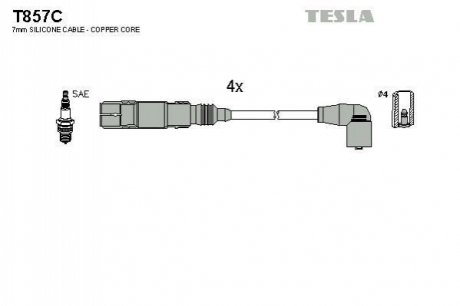 T857C TESLA  Комплект кабелiв запалювання