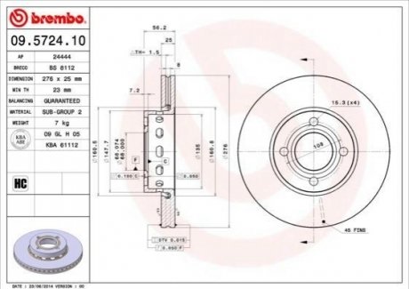 09.5724.10 Brembo Гальмівний диск