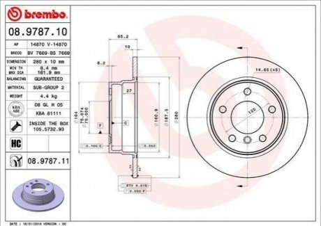 08.9787.11 Brembo Гальмівний диск