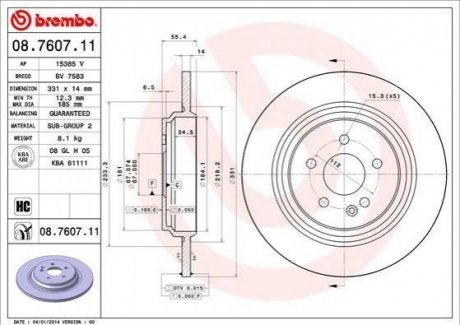 08.7607.11 Brembo Гальмівний диск