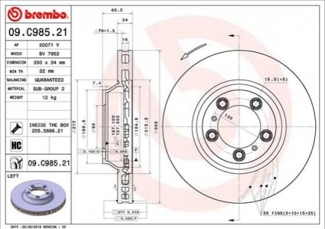 09.C985.21 Brembo Гальмівний диск