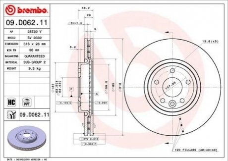 09.D062.11 Brembo Гальмівний диск