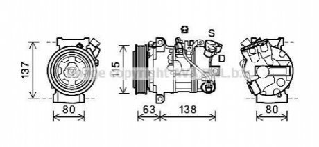 RTAK491 AVA Cooling Systems Компресор кондиціонера RENAULT MEGANE/ SCENIC (2009) (вир-во AVA)