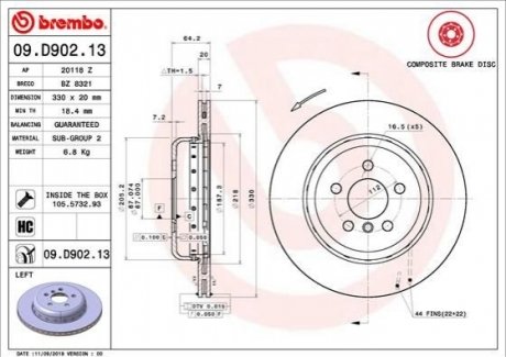 09.D902.13 Brembo Гальмівний диск