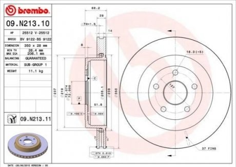 09.N213.11 Brembo Гальмівний диск