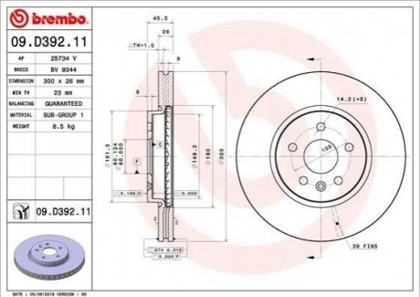 09.D392.11 Brembo Гальмівний диск