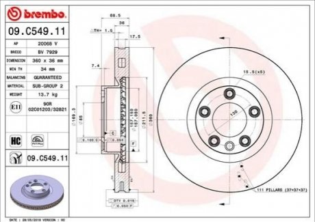 09.C549.11 Brembo Гальмівний диск