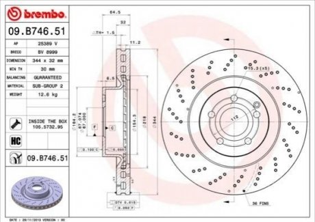 09.B746.51 Brembo Гальмівний диск