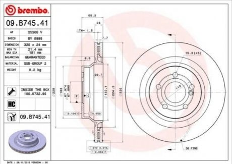 09.B745.41 Brembo Гальмівний диск