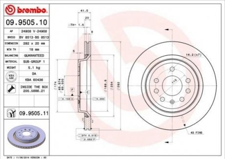 09.9505.11 Brembo Гальмівний диск