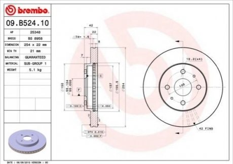 09.B524.10 Brembo Гальмівний диск