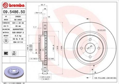 09.5486.50 Brembo Гальмівний диск