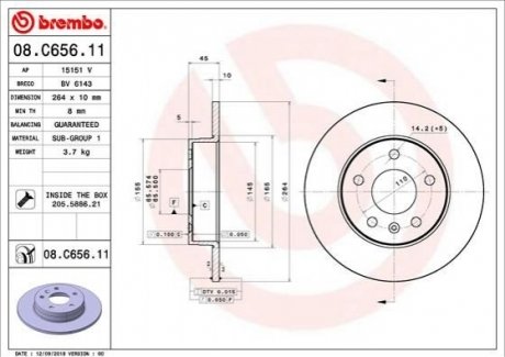 08.C656.11 Brembo Гальмівний диск