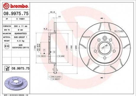 08.9975.75 Brembo Гальмівний диск