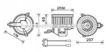 CN8511 AVA Cooling Systems Вентилятор обігрівача салону PSA Berlingo Partner 1.6HDI 1,9D 2,0D I AC- (CN8511) AVA