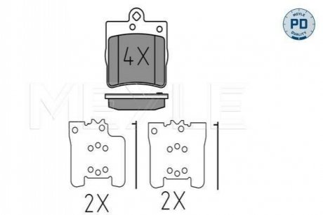 025 219 1915/PD Meyle Комплект гальмівних колодок з 4 шт. дисків