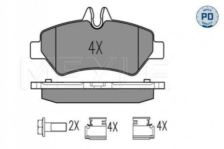 025 291 9019/PD Meyle Комплект гальмівних колодок з 4 шт. дисків