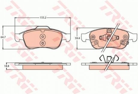 GDB2111 TRW Комплект гальмівних колодок з 4 шт. дисків