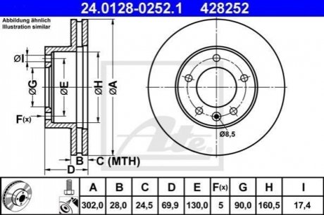 24.0128-0252.1 ATE Гальмівний диск